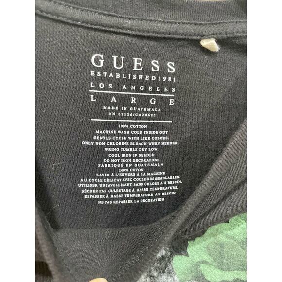 GUESS T-SHIRT SKULL ROSES GRAPHIC PRINT SIZE LARGE BLACK EMO GOTHIC CORE - Picture 6 of 12